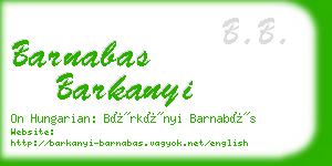 barnabas barkanyi business card